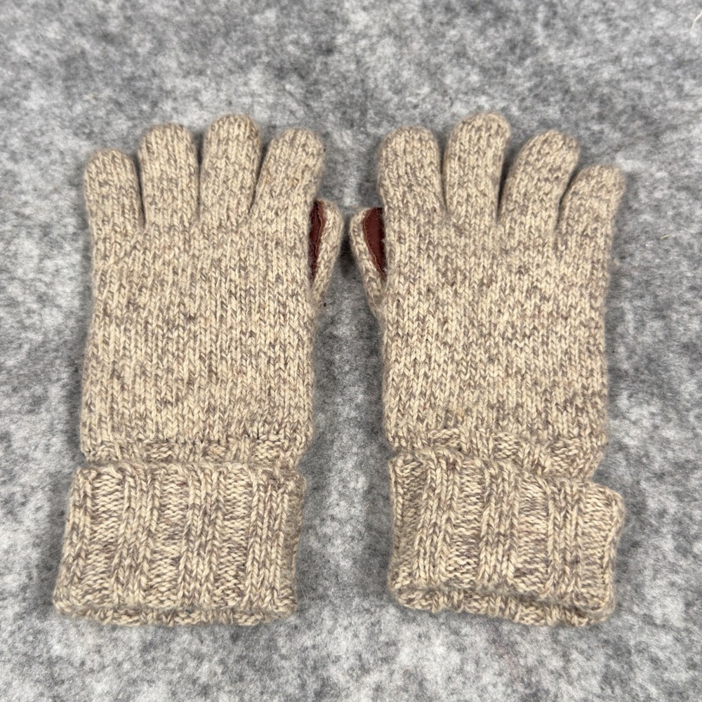 J. Crew Smartphone Gloves Wool Blend Oarsman Beige Brown Lined Warm Winter - Picture 6 of 7